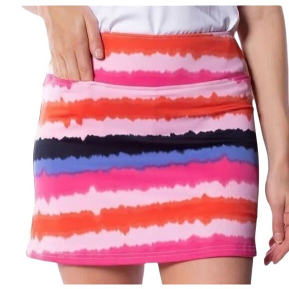 Golftini Radiant Pull On A-Line Skort XL Pink Label Tie Dye Stripes NWT - Picture 4 of 10